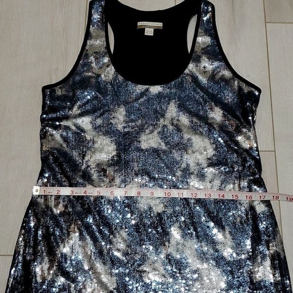 ANDREA BEHAR (Boston Proper) SPARKLING HOLIDAY/PARTY DRESS, Sz 10, Black-Silver - Picture 11 of 13